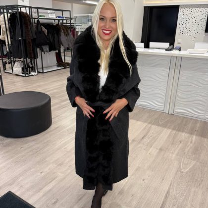 PFP LINERTA LUXUS KASMÍR KAPUCNIS KABÁT SZŐRMÉVEL BLACK